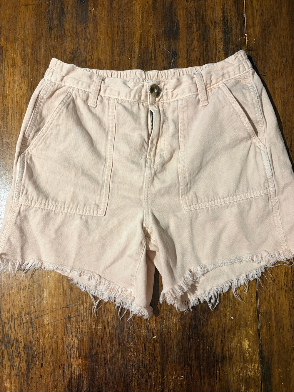 aerie Light Pink Frayed Hem Jean Shorts